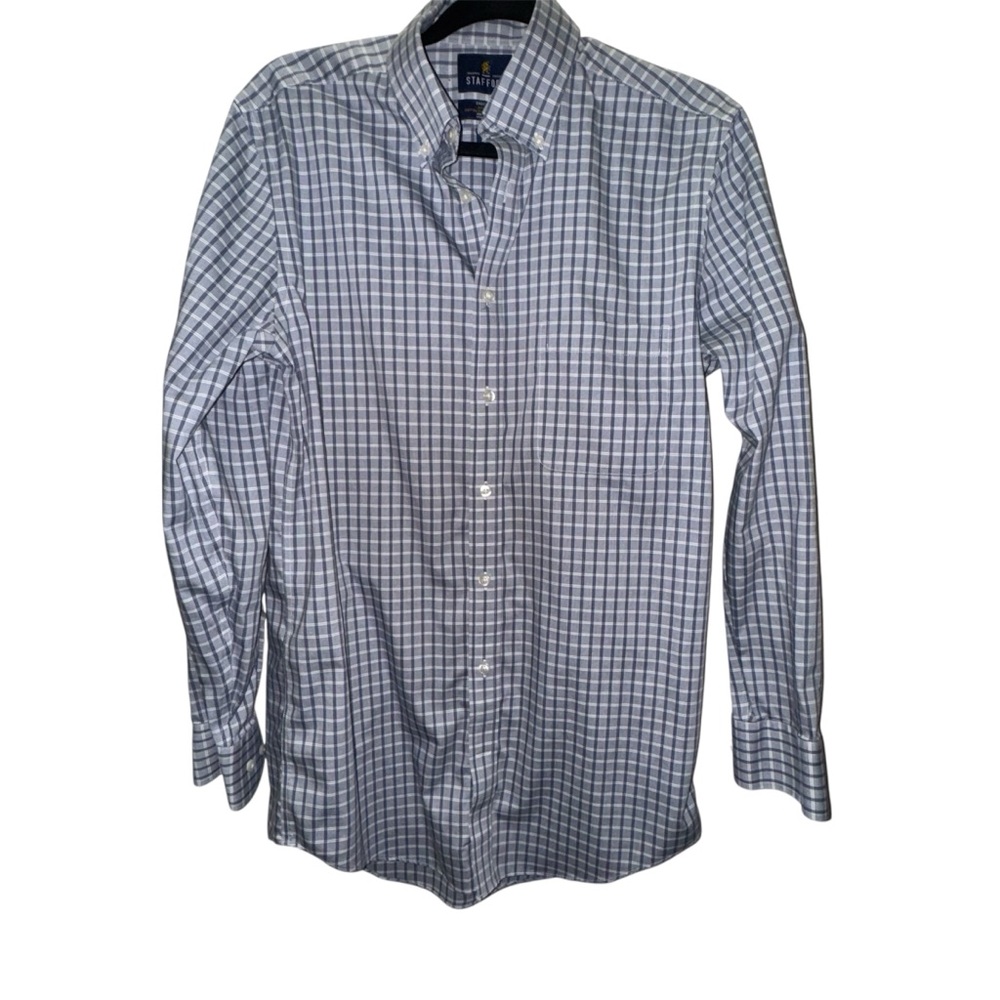 Stafford Executive Men's Gray Checkered Dress Shirt 15/ 32-33
